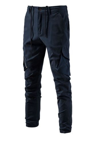 Mens Casual Breathable Solid Color  Cargo Pants