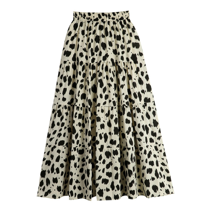 Women's Retro Leopard Print A-Line High Waist Fashion Skirts