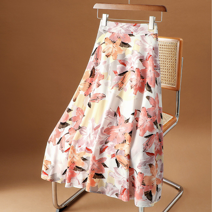 Summer Fashion Casual Floral A-Line Elegant High Waist Skirts