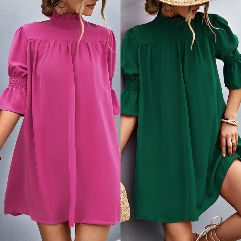 Women's Solid Color Fashion Loose Casual Mini Dress