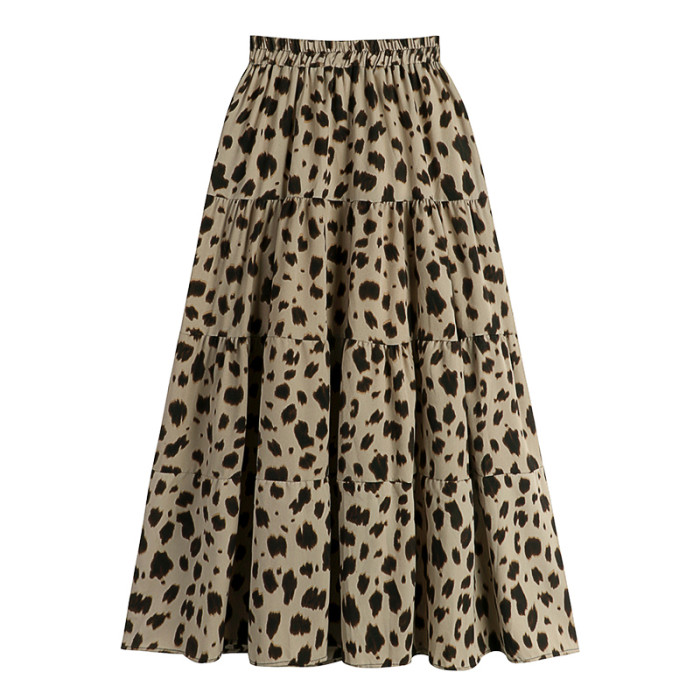 Women's Retro Leopard Print A-Line High Waist Fashion Skirts