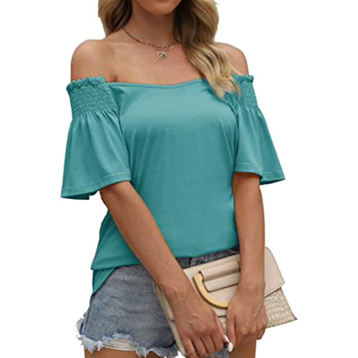Women's Commuter Fashion V Neck Solid Color Pleated Ruffle Loose Blouse