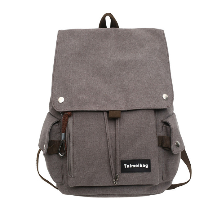 Mori Simple Solid Color Fashion Casual Student Retro Canvas Backpack