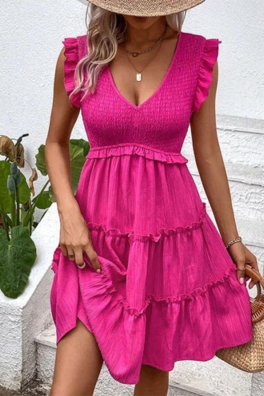 Summer Fashion Sleeveless Slimming Party Solid Color Mini Dress