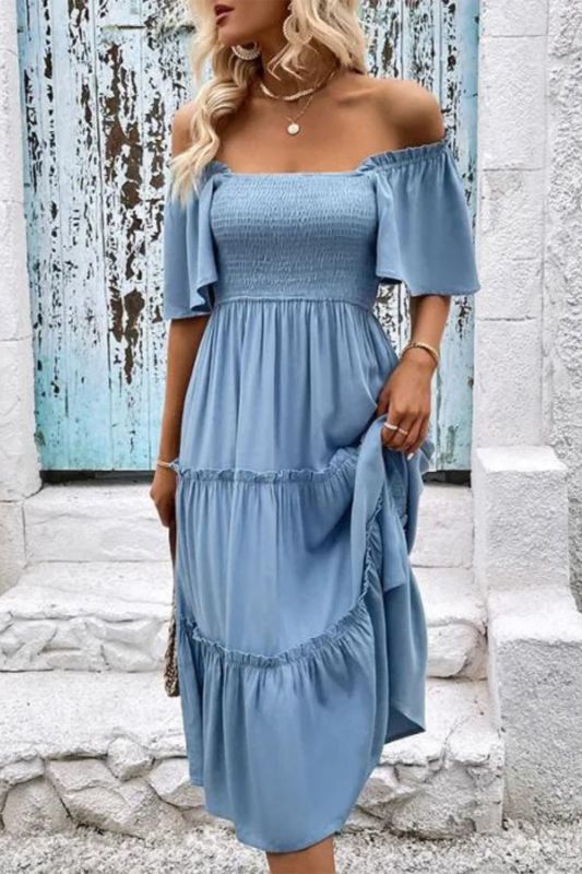 Summer Fashion Minimalist Solid Color Casual Elegant Midi Dress