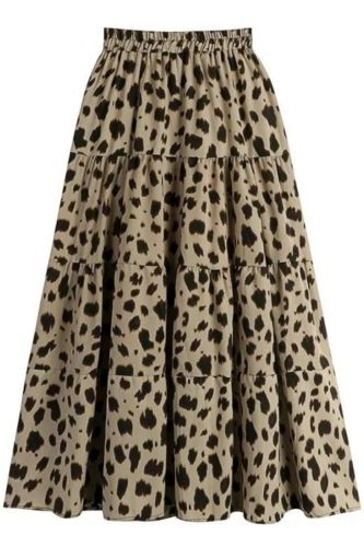 Women's Retro Leopard Print A-Line High Waist Fashion Skirts