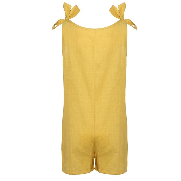 Women's Fashion Linen Summer Casual Solid Color Cargo Rompers