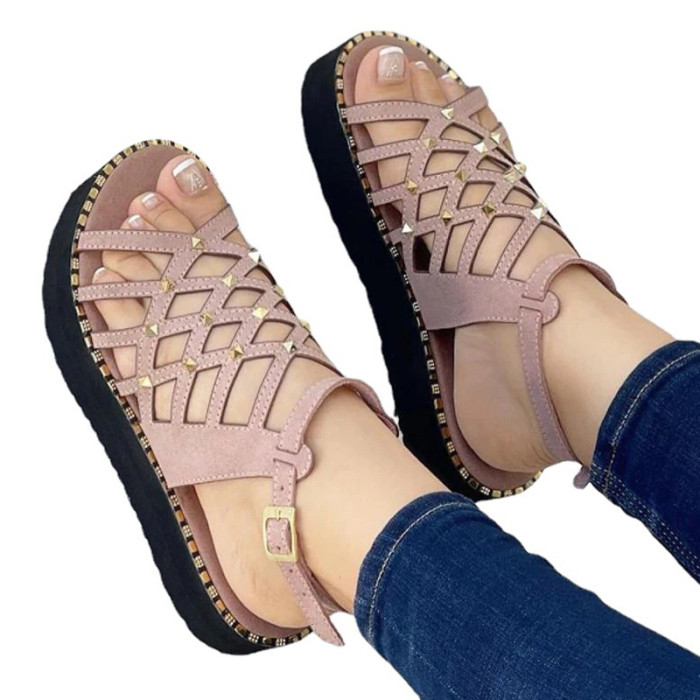 Women's Fashion Sandals Summer Flat Heel Platform Elegant Women's Shoes