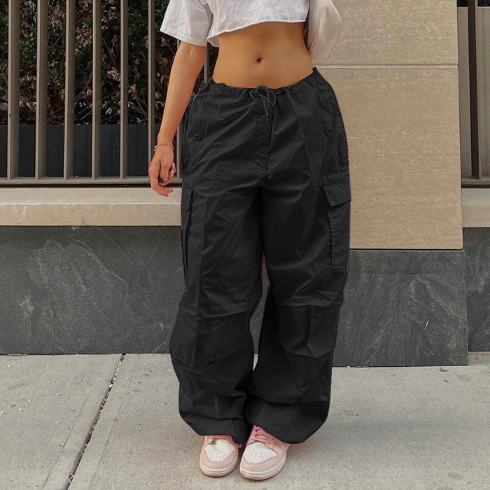 Women's Fashion Casual Large Size Low Waist Loose Cargo Pants