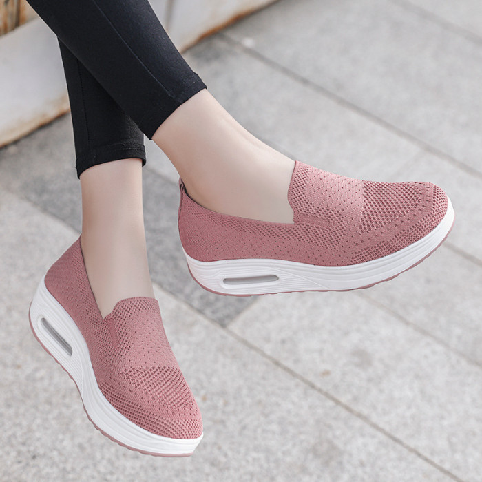 Women's Sneakers Comfortable Lightweight Thick Sole Breathable Mesh Casual Flats