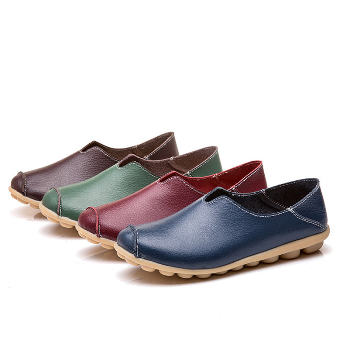 Women's Genuine Leather Casual Solid Color Thick Sole Comfortable Party Non-Slip Fashion Flat & Loafers