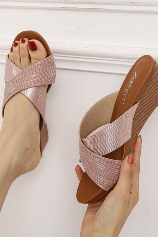 Women's Bohemian Ethnic Style Open Toe Resort Wedge Roman Sandals