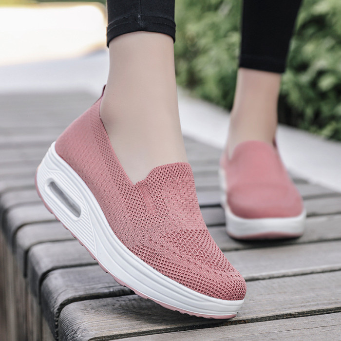 Women's Sneakers Comfortable Lightweight Thick Sole Breathable Mesh Casual Flats