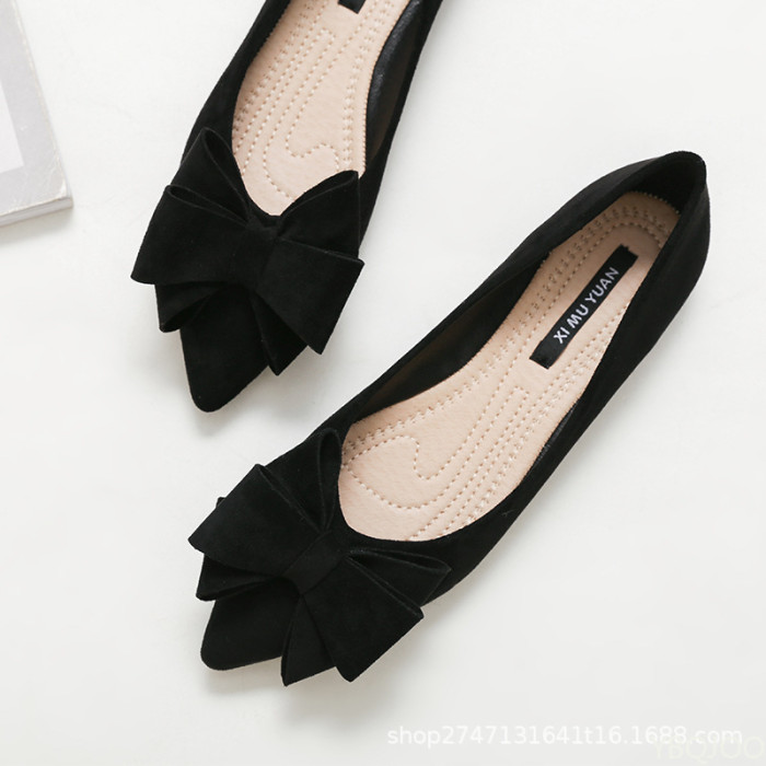 Women's Shoes Plus Size Bowknot Ballet Office Pointed Toe Foldable Flats