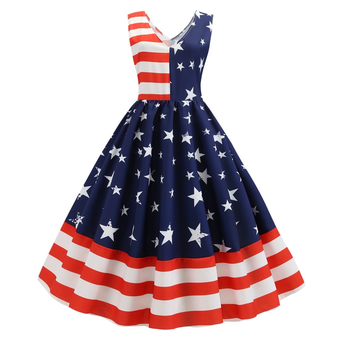 Independence Day Art Print Short Sleeve Vintage Dress main image 1