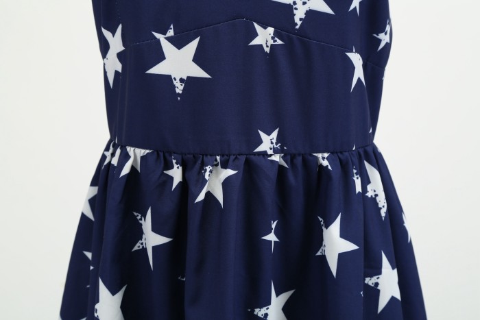 Independence Day Summer Women's Sexy V Neck Print Vintage A-Line Party 1950 Vintage Dress