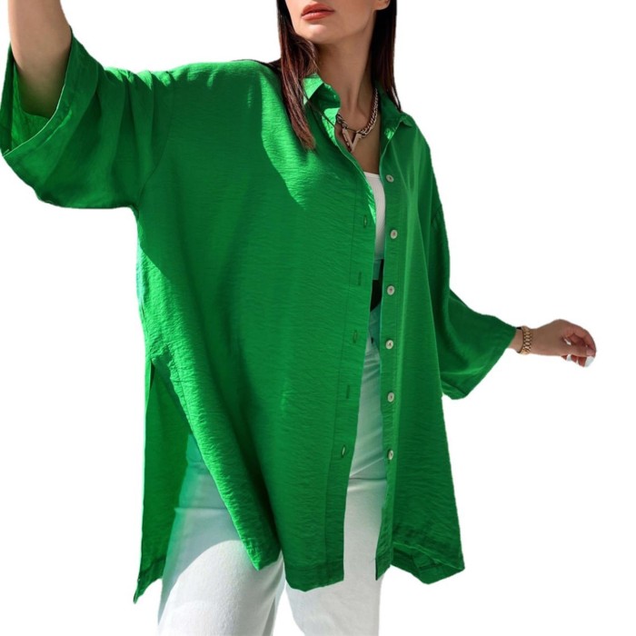 Women's Solid Color Loose Bell Sleeve Comfortable Casual Solid Color  Blouses & Shirts