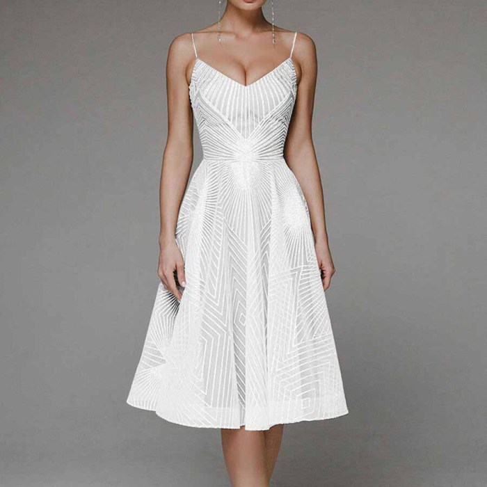 Women's Sexy Halter Backless Embroidery Elegant Wedding Formal Party Midi Dress