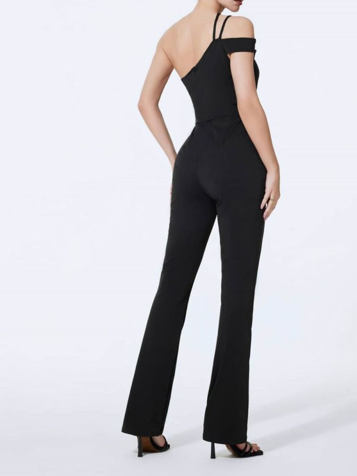 Sexy Fashion Loose Waist Suspender Solid Color Temperament  Jumpsuits