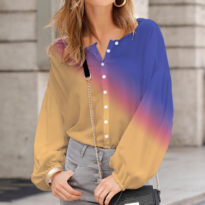 Fashion Casual Loose Puff Sleeve Blouse