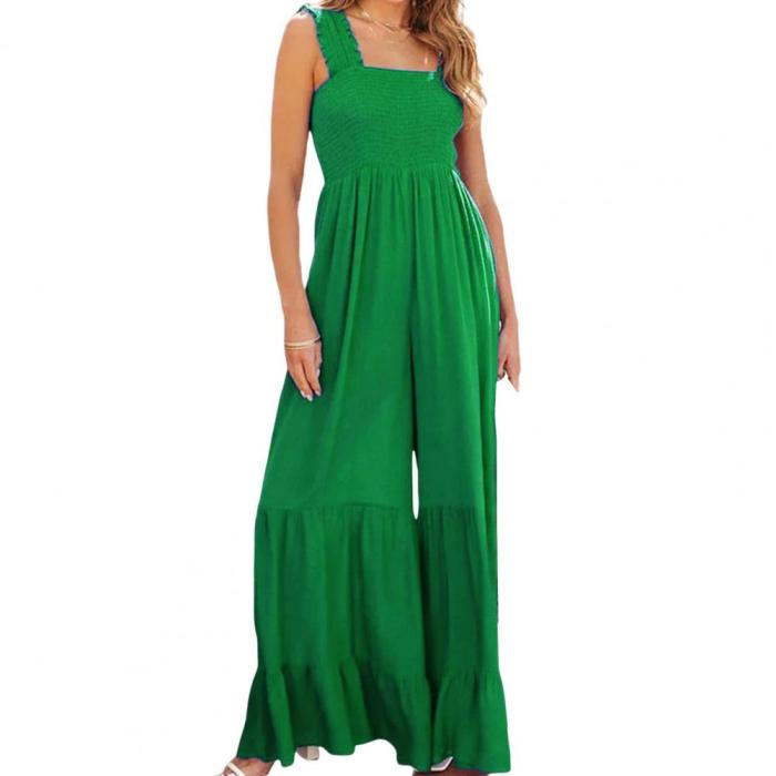 Sexy Fashion Women's Sleeveless Backless Wide Leg Solid Color High Waist Jumpsuit