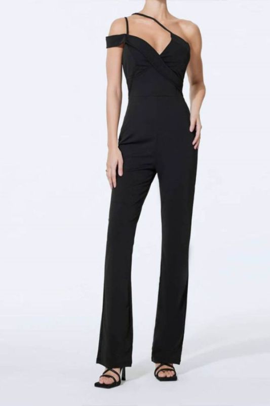 Sexy Fashion Loose Waist Suspender Solid Color Temperament  Jumpsuits