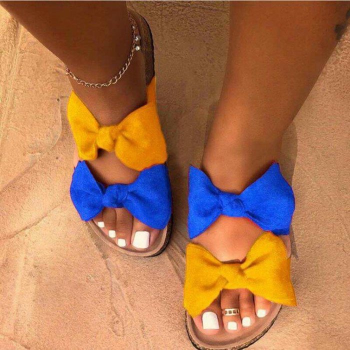 Women's Shoes Summer Casual Flat Bow Casual Flip Flop Flats Slippers