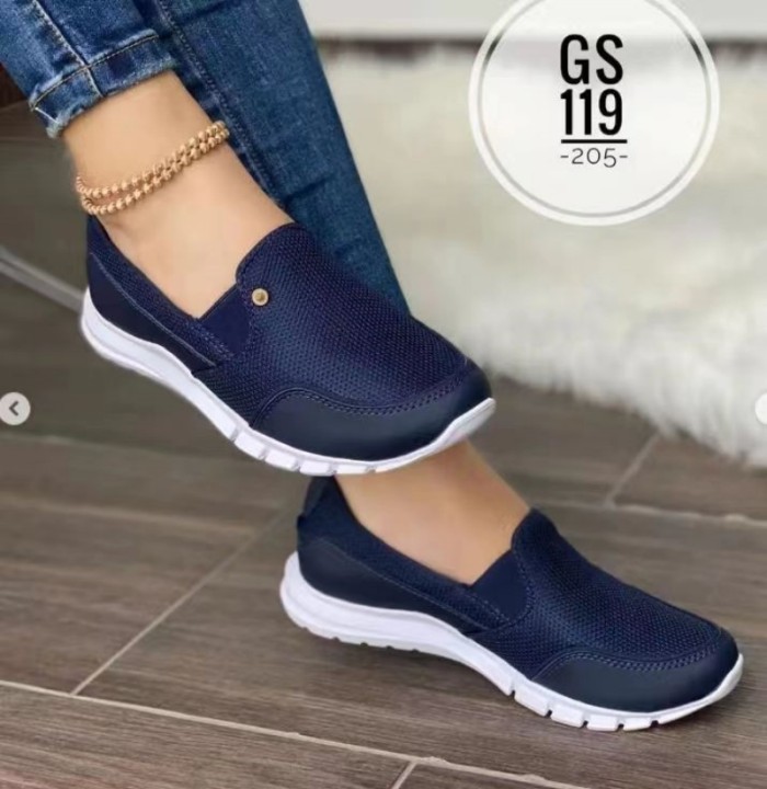 Tennis Women's Shoes Solid Color Slip On Breathable Fashionable Casual Sneakers