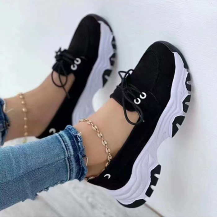Women's Shoes Thick Sole Fashionable Casual Comfortable Slip On Flat Heightening Sneakers
