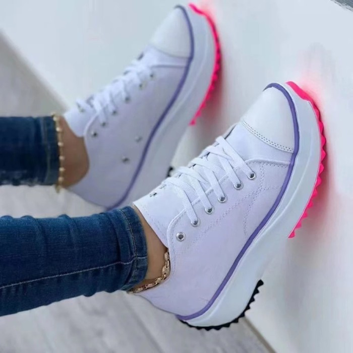 Women's Shoes Casual Walking Soft Fashion Lace Up Outdoor Sneakers