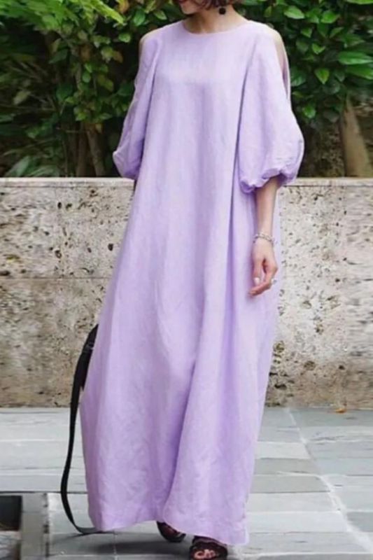 Women's Retro Elegant Off Shoulder Summer Fashion Loose Casual Maxi Dress
