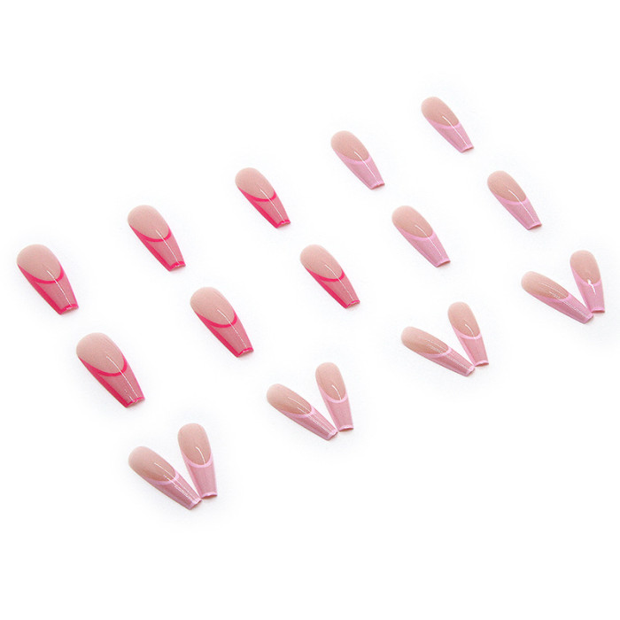 Trendy Pink Gradient Wearable Long Nail Art