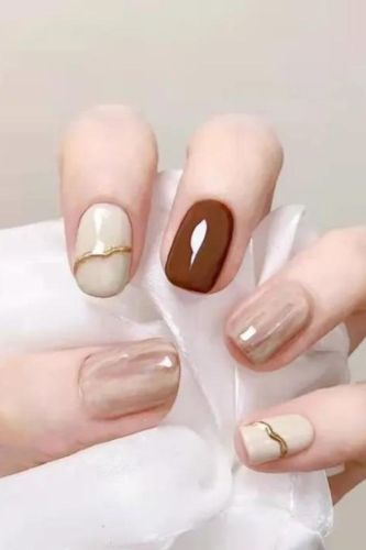 Wearable Nail Detachable Nude Smudged Gentle Manicure Short Style  Nails