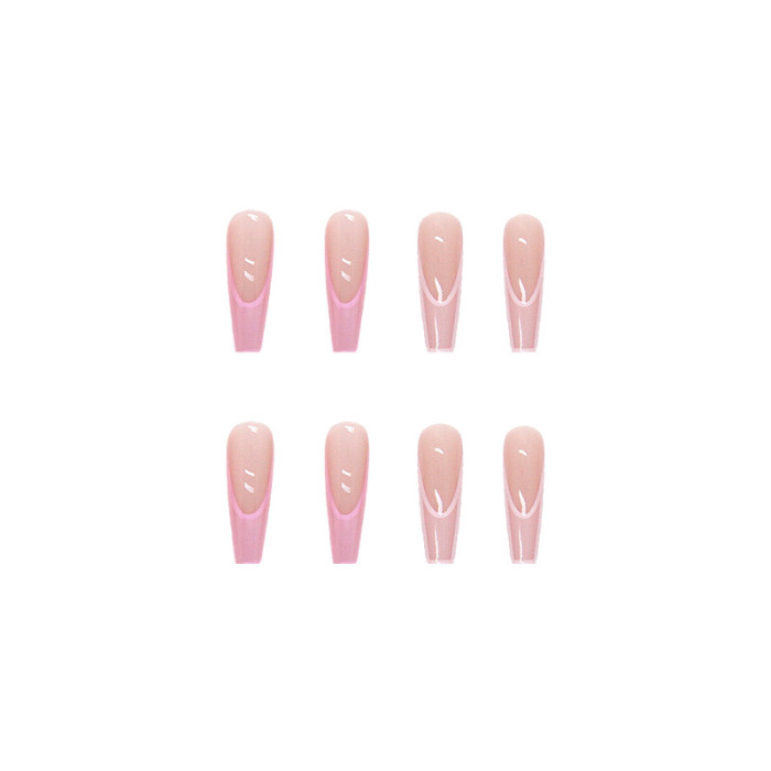 Trendy Pink Gradient Wearable Long Nail Art