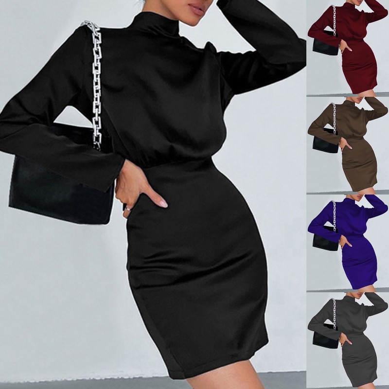 Women Fashion Solid Color Backless Pocket Shirt Casual Mini Dress