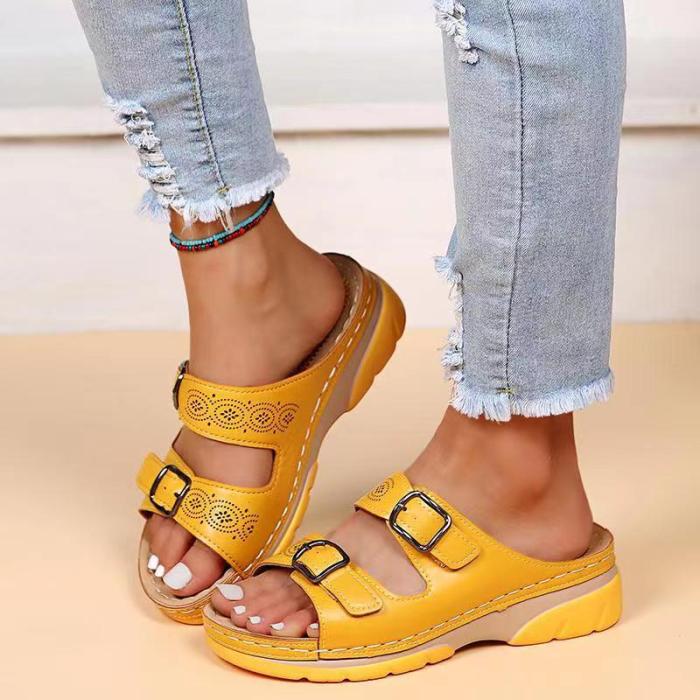 Women's Shoes Closed Toe Comfortable Double Buckle Wedge XL Platform Casual Sandals