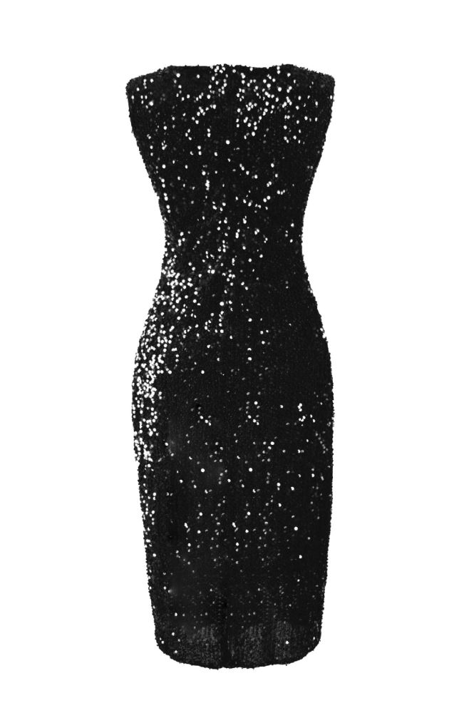 Sexy Sequin Women's Party Elegant Sleeveless Glitter Fitted Evening Dress