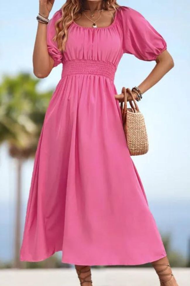 Women's Summer Casual Solid Color Slit Casual Fashion  Maxi Dress