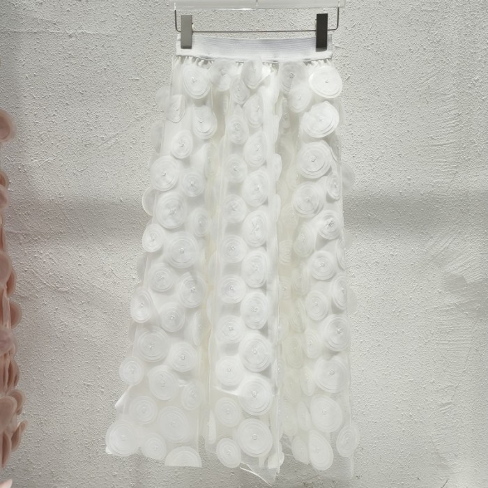 Women's Splicing Three-dimensional Polka Dot Design A-line High Waist Skirts