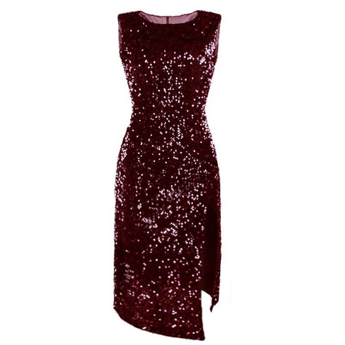 Sexy Sequin Women's Party Elegant Sleeveless Glitter Fitted Evening Dress