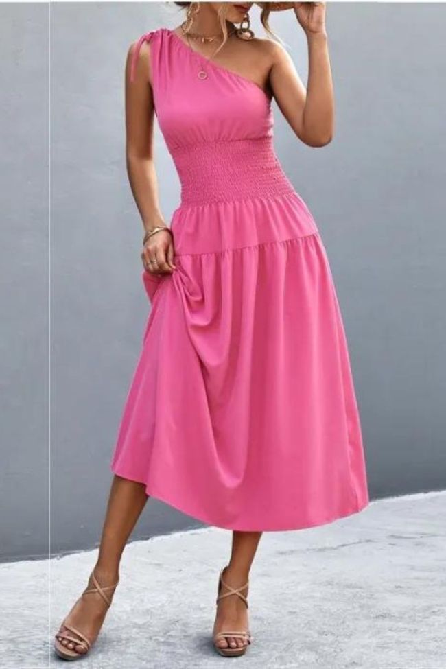 Elegant Skinny Summer Sexy Strapless High Waist Solid Color Mid Dress
