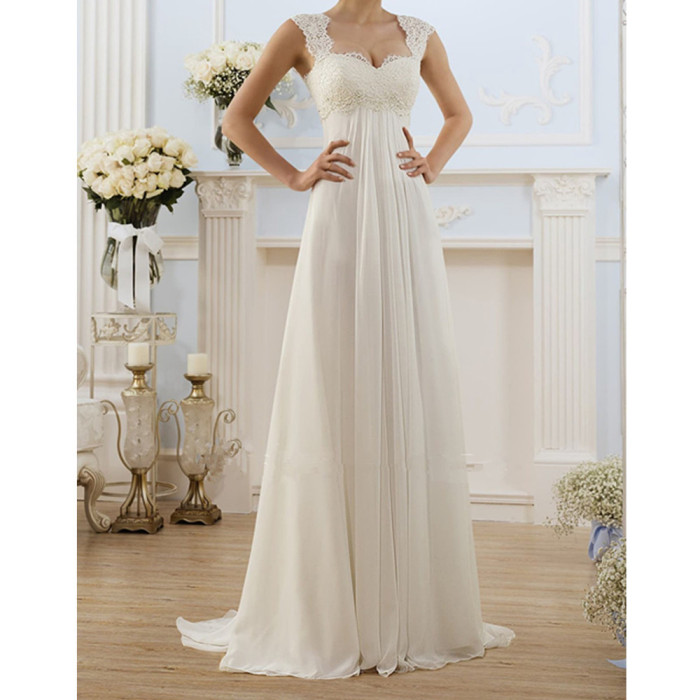 Elegant Prom White Lace Stitching Summer Sleeveless Bridal Fashion Sexy Party Dress