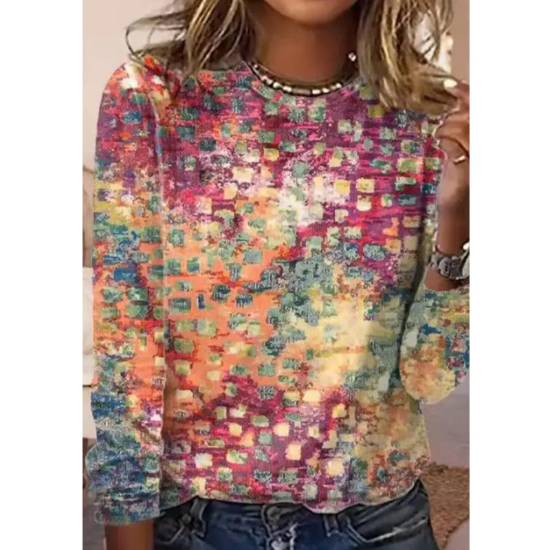 Women's Printed Round Neck Fashion Casual Blouses