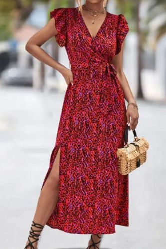 Women's Summer Casual Floral Print Casual Backless Fashion Maxi Dress