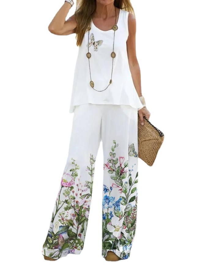 Elegant Vest Sleeveless Fashion Casual Suit Summer Two-Piece Set