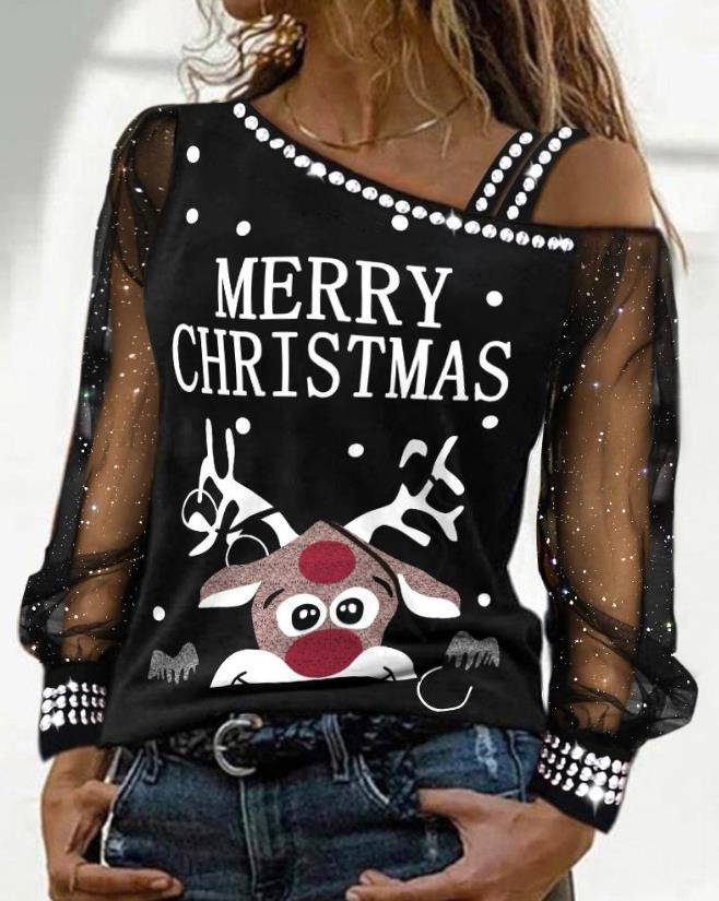 Women's Tops Casual Transparent Mesh Long Sleeves Fashion  Blouses
