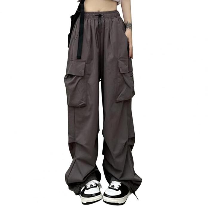 Women's Loose Solid Color Multi Pocket Stretch Breathable Ladies Cargo Pants