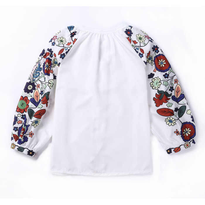 Women's Fashion Long Sleeve Floral V Neck Casual Loose Top Blouses