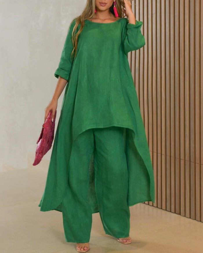 Fashion 2pcs Women's Loose Casual Oversized Suit Irregular Printed Streetwear