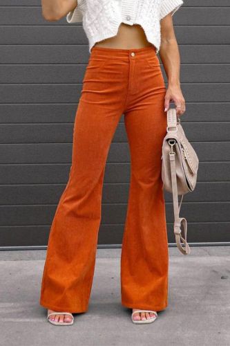 Women's Solid Color High Waist Slim Simple Flared Pants